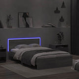 Bed Frame with Headboard and LED Grey Sonoma 120x190 cm Small Double