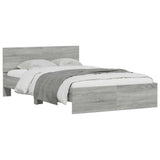 Bed Frame with Headboard and LED Grey Sonoma 120x190 cm Small Double