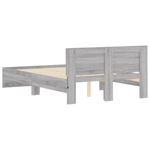 Bed Frame with Headboard and LED Grey Sonoma 120x190 cm Small Double