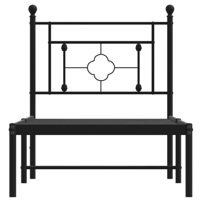 Metal Bed Frame without Mattress with Headboard Black 80x200cm