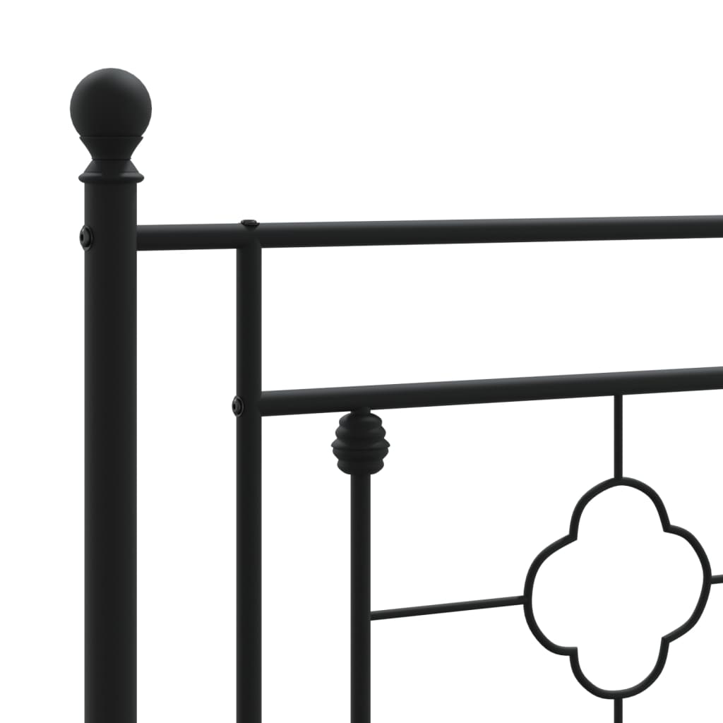 Metal Bed Frame without Mattress with Headboard Black 80x200cm
