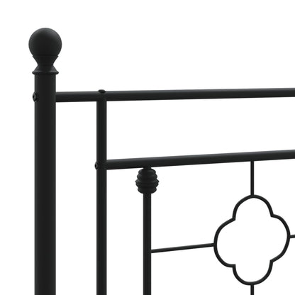 Metal Bed Frame without Mattress with Headboard Black 90x190cm