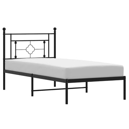 Metal Bed Frame without Mattress with Headboard Black 100x200cm