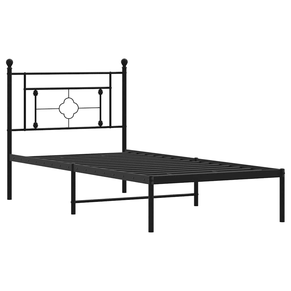 Metal Bed Frame without Mattress with Headboard Black 100x200cm