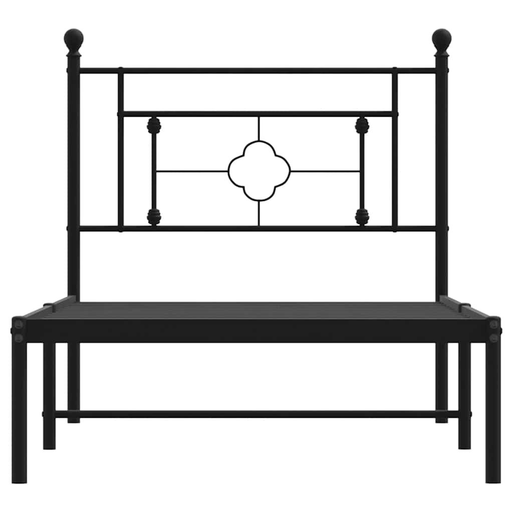 Metal Bed Frame without Mattress with Headboard Black 100x200cm