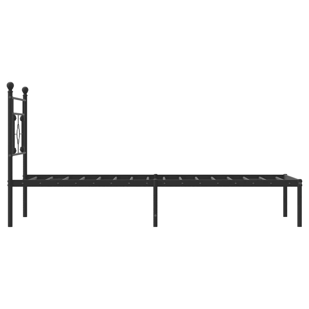 Metal Bed Frame without Mattress with Headboard Black 100x200cm