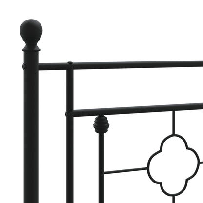 Metal Bed Frame without Mattress with Headboard Black 140x190cm