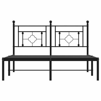 Metal Bed Frame without Mattress with Headboard Black 140x200cm