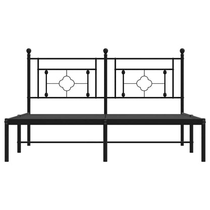 Metal Bed Frame without Mattress with Headboard Black 150x200cm