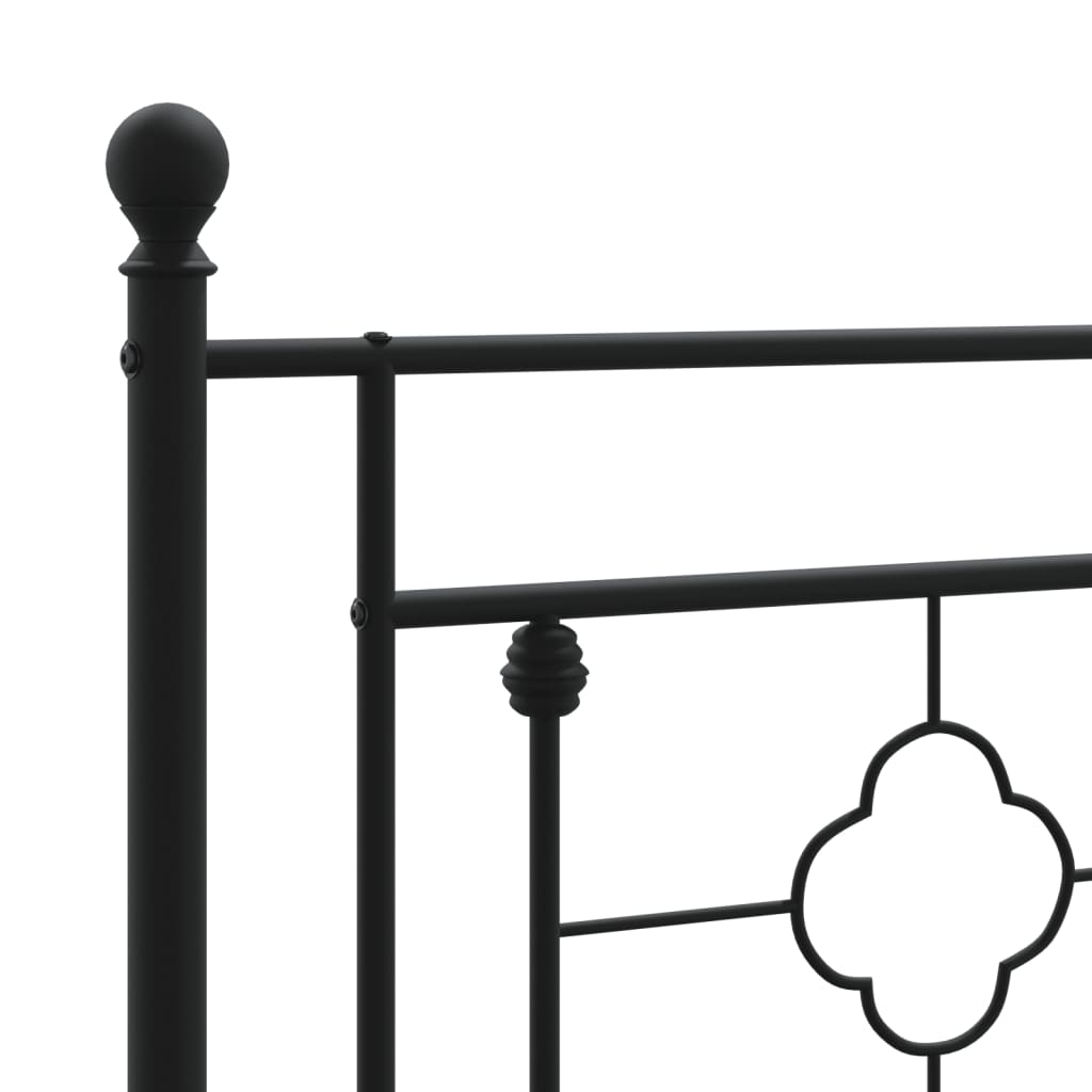 Metal Bed Frame without Mattress with Headboard Black 160x200cm