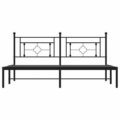 Metal Bed Frame without Mattress with Headboard Black 183x213cm