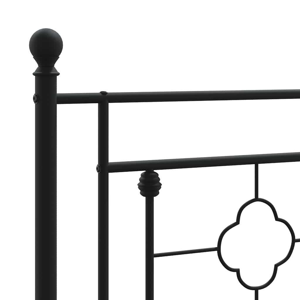 Metal Bed Frame without Mattress with Headboard Black 193x203cm