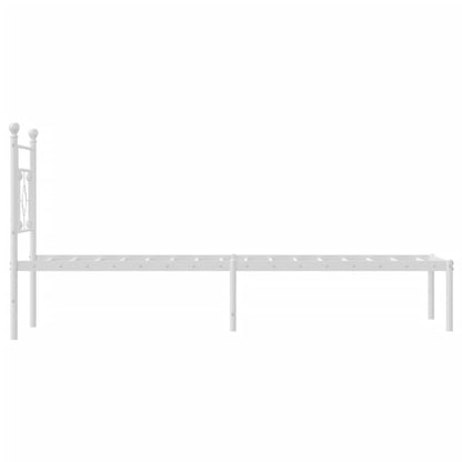 Metal Bed Frame without Mattress with Headboard White 80x200cm