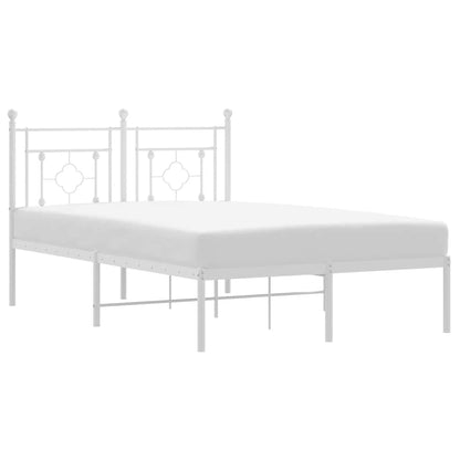 Metal Bed Frame without Mattress with Headboard White 120x190cm