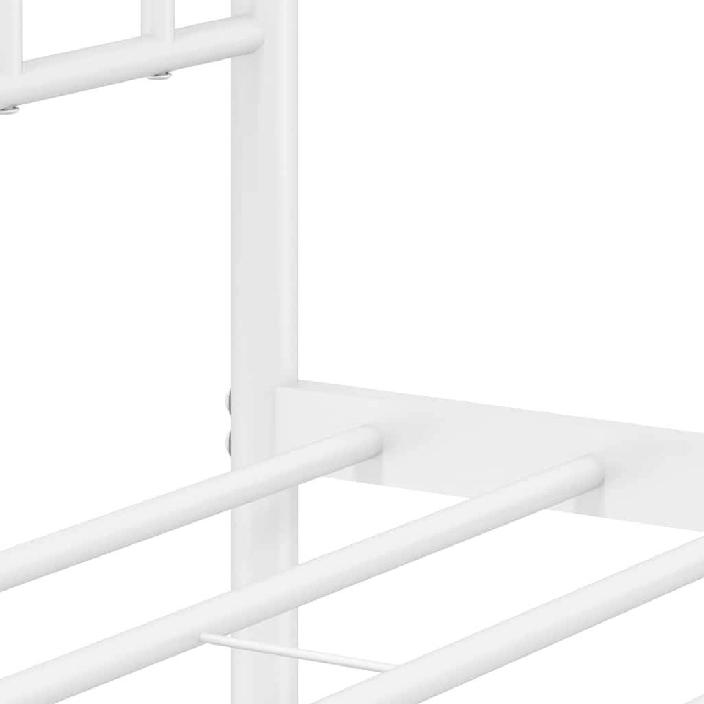 Metal Bed Frame without Mattress with Headboard White 120x190cm