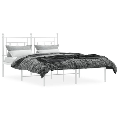 Metal Bed Frame without Mattress with Headboard White 140x200cm
