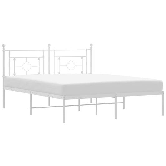 Metal Bed Frame without Mattress with Headboard White 160x200cm