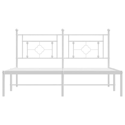 Metal Bed Frame without Mattress with Headboard White 160x200cm