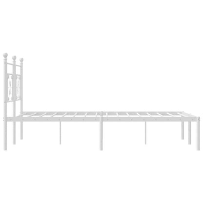 Metal Bed Frame without Mattress with Headboard White 160x200cm