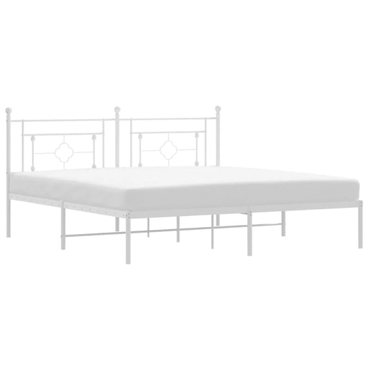 Metal Bed Frame without Mattress with Headboard White 183x213cm