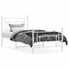 Metal Bed Frame without Mattress with Footboard White 100x200cm
