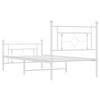 Metal Bed Frame without Mattress with Footboard White 100x200cm