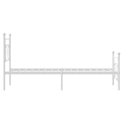 Metal Bed Frame without Mattress with Footboard White 107x203cm