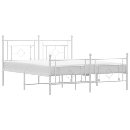 Metal Bed Frame without Mattress with Footboard White 59.1"x78.7
