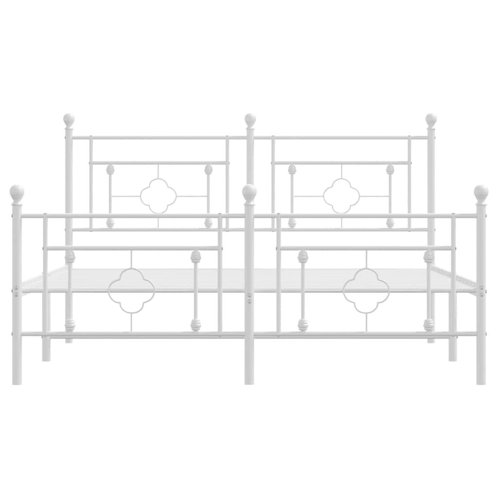 Metal Bed Frame without Mattress with Footboard White 59.1"x78.7