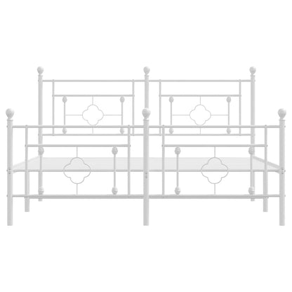 Metal Bed Frame without Mattress with Footboard White 59.1"x78.7