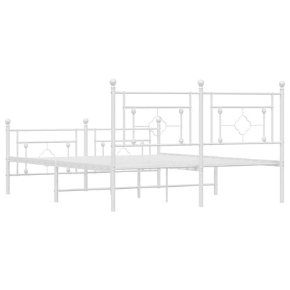 Metal Bed Frame without Mattress with Footboard White 59.1"x78.7