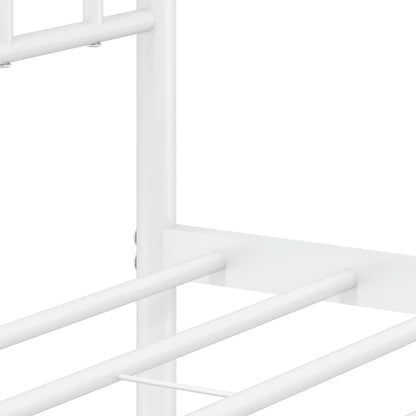 Metal Bed Frame without Mattress with Footboard White 59.1"x78.7