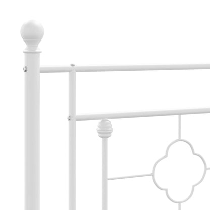Metal Bed Frame without Mattress with Footboard White 160x200cm