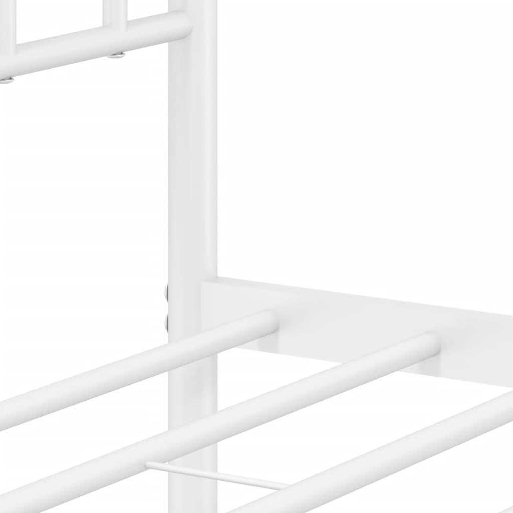 Metal Bed Frame without Mattress with Footboard White 160x200cm