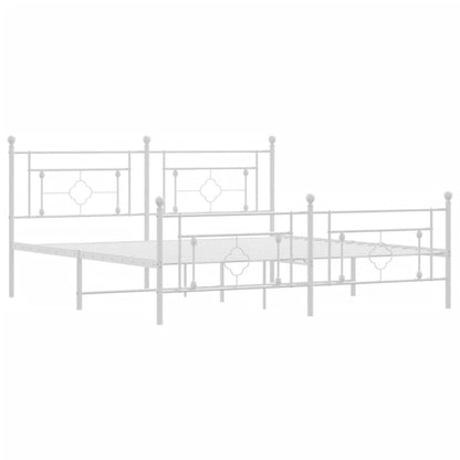 Metal Bed Frame without Mattress with Footboard White 183x213cm