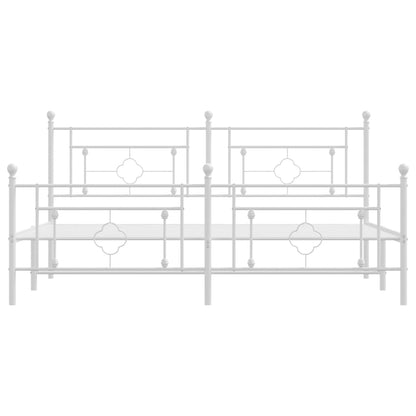 Metal Bed Frame without Mattress with Footboard White 183x213cm