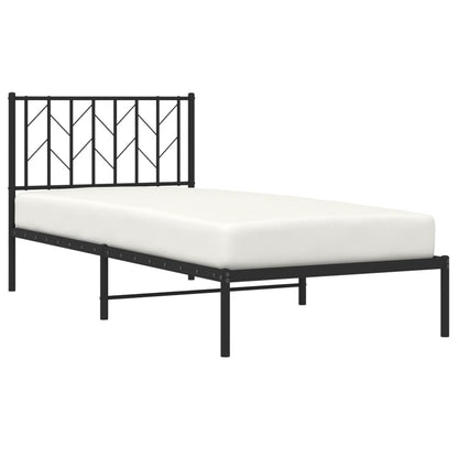 Metal Bed Frame without Mattress with Headboard Black 90x190cm