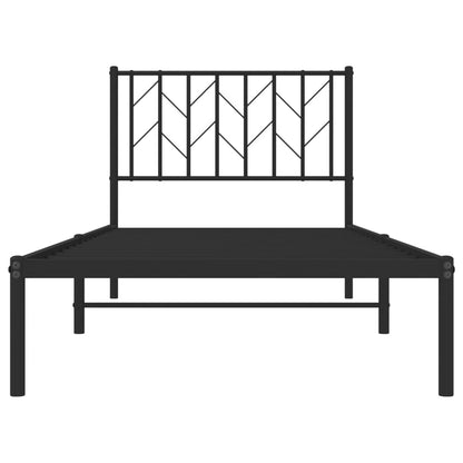 Metal Bed Frame without Mattress with Headboard Black 90x190cm