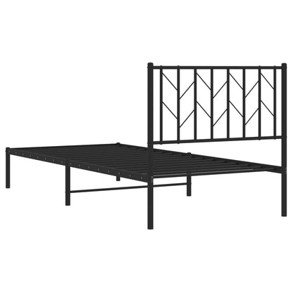 Metal Bed Frame without Mattress with Headboard Black 90x190cm