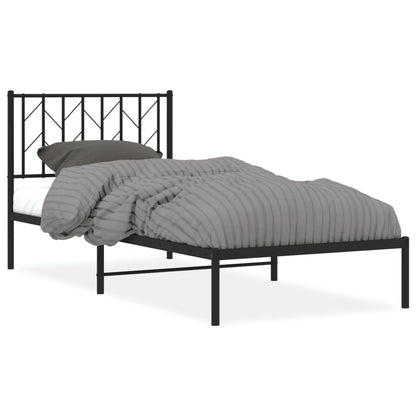 Metal Bed Frame without Mattress with Headboard Black 90x200cm