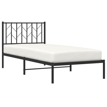 Metal Bed Frame without Mattress with Headboard Black 90x200cm