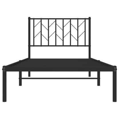 Metal Bed Frame without Mattress with Headboard Black 90x200cm