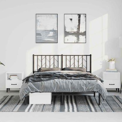 Metal Bed Frame without Mattress with Headboard Black 150x200cm