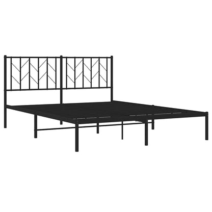 Metal Bed Frame without Mattress with Headboard Black 150x200cm