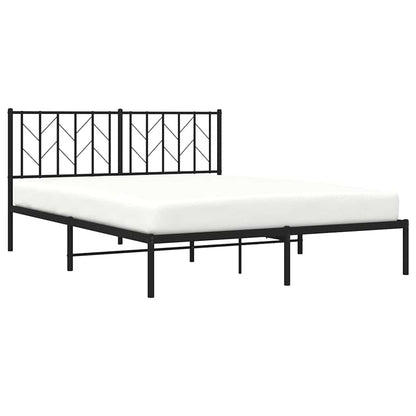 Metal Bed Frame without Mattress with Headboard Black 150x200cm