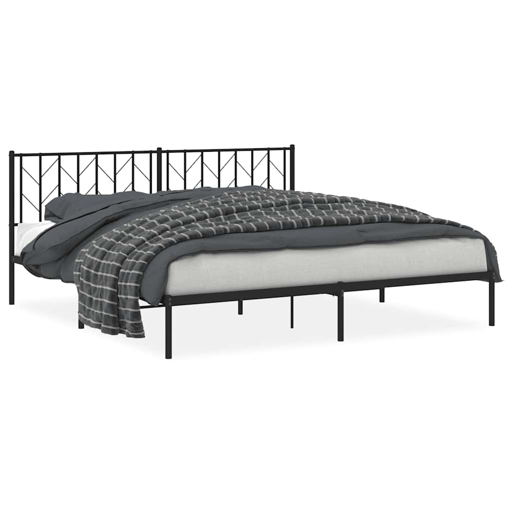 Metal Bed Frame without Mattress with Headboard Black 76"x79.9"