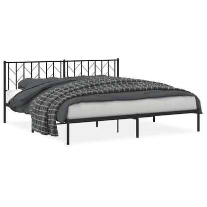 Metal Bed Frame without Mattress with Headboard Black 76"x79.9"