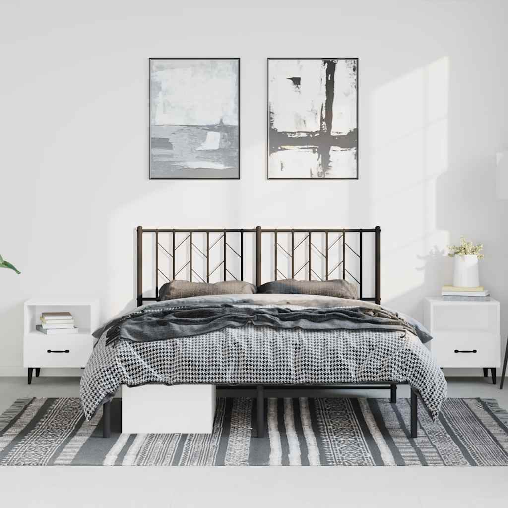 Metal Bed Frame without Mattress with Headboard Black 76"x79.9"