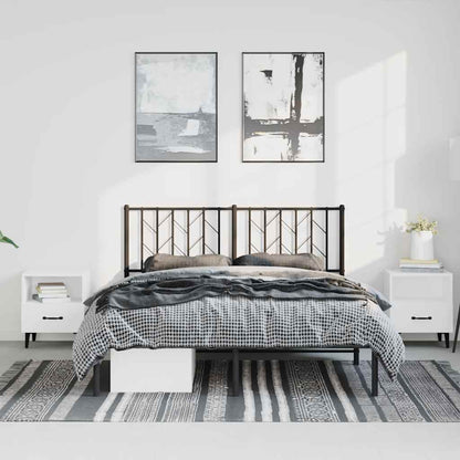 Metal Bed Frame without Mattress with Headboard Black 76"x79.9"