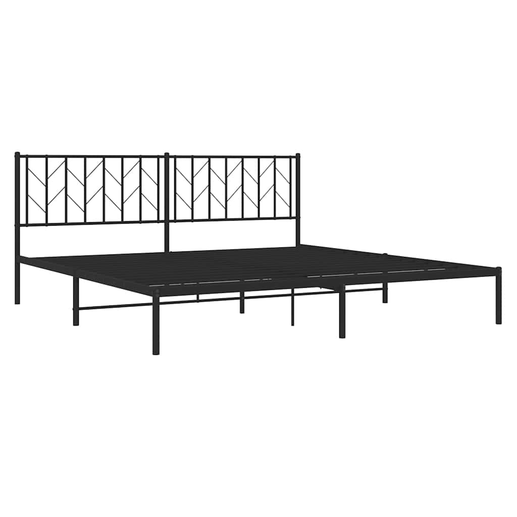 Metal Bed Frame without Mattress with Headboard Black 76"x79.9"